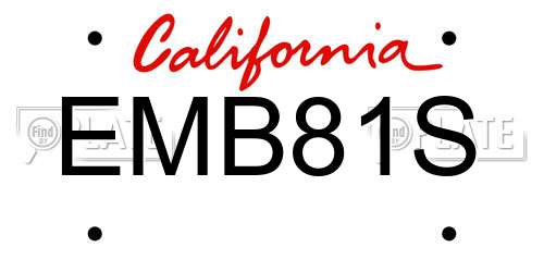 EMB81S California License Plate