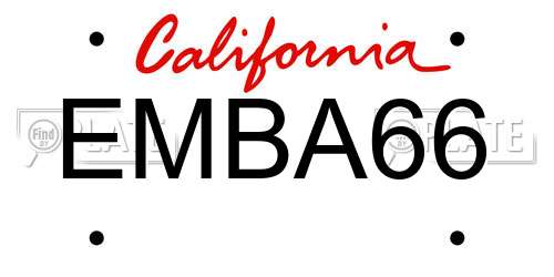 EMBA66 California License Plate