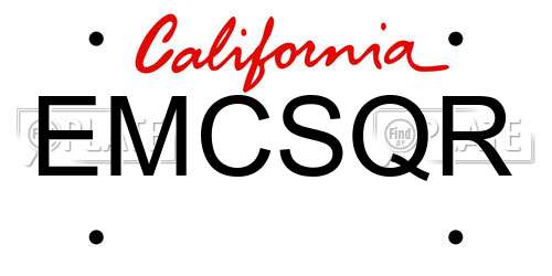 EMCSQR California License Plate