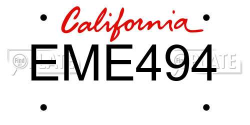 EME494 California License Plate