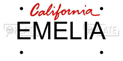EMELIA California License Plate