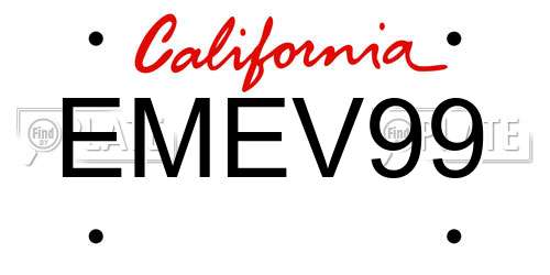 EMEV99 California License Plate