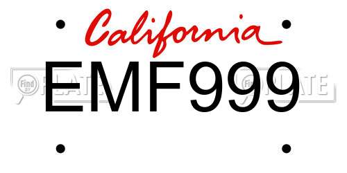 EMF999 California License Plate