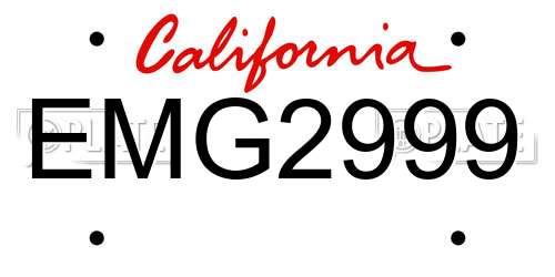 EMG2999 California License Plate