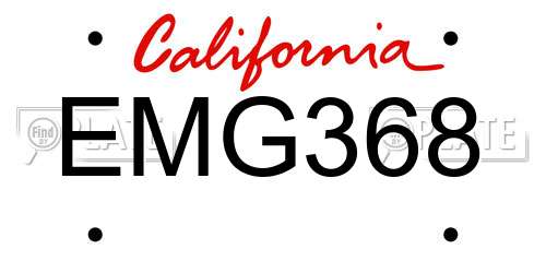 EMG368 California License Plate