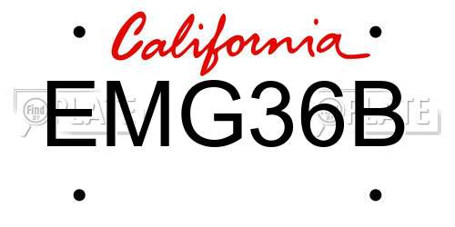 EMG36B California License Plate