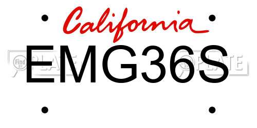 EMG36S California License Plate