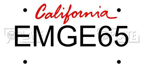 EMGE65 California License Plate
