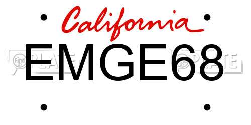 EMGE68 California License Plate