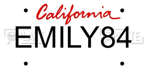 EMILY84 California License Plate
