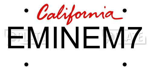 EMINEM7 California License Plate