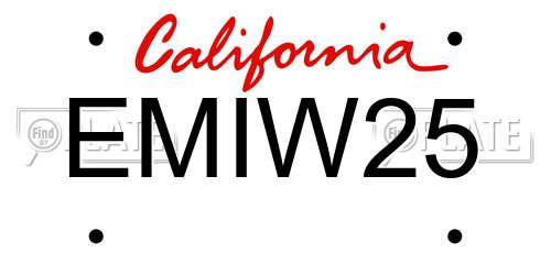 EMIW25 California License Plate
