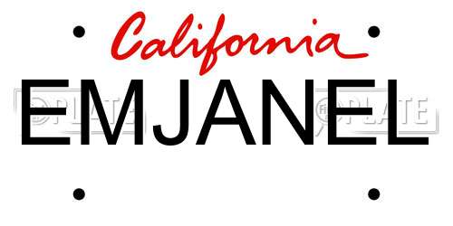 EMJANEL California License Plate