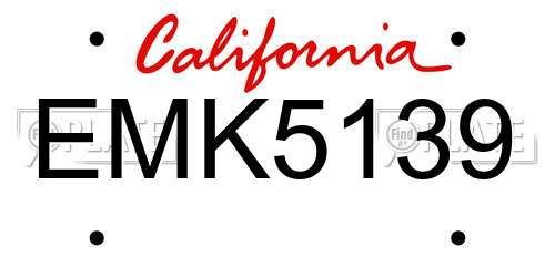 EMK5139 California License Plate