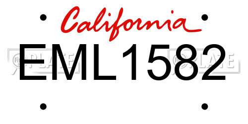 EML1582 California License Plate