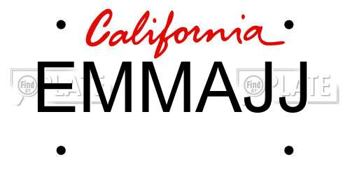 EMMAJJ California License Plate