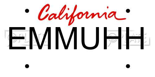 EMMUHH California License Plate