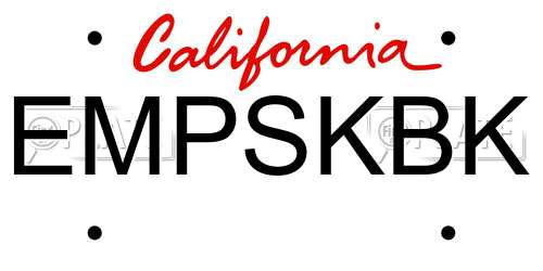 EMPSKBK California License Plate