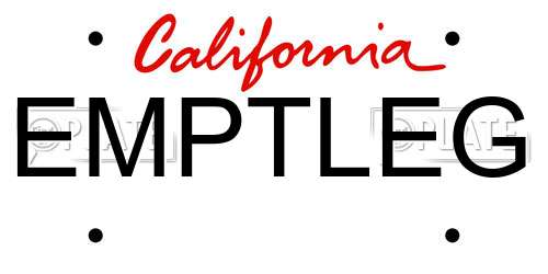EMPTLEG California License Plate