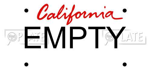 EMPTY California License Plate