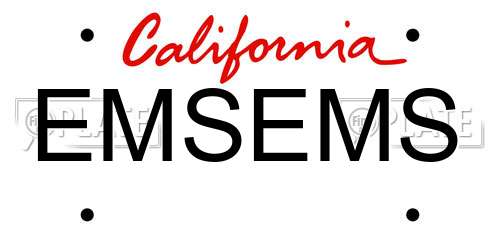 EMSEMS California License Plate