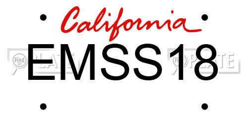 EMSS18 California License Plate