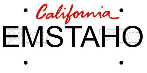 EMSTAHO California License Plate