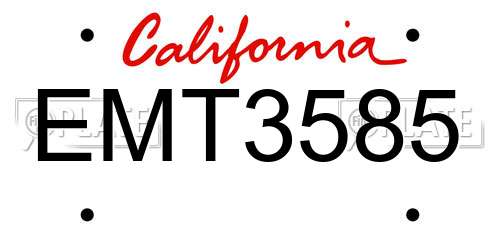 EMT3585 California License Plate