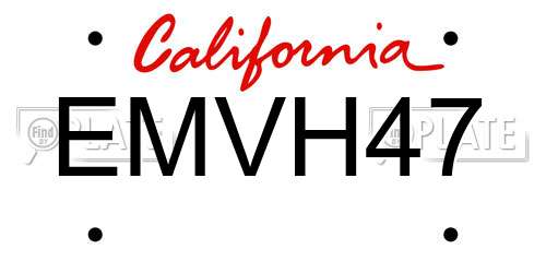 EMVH47 California License Plate