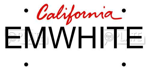 EMWHITE California License Plate