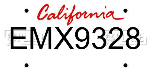 EMX9328 California License Plate