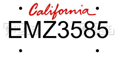 EMZ3585 California License Plate