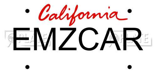 EMZCAR California License Plate