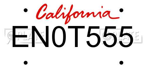EN0T555 California License Plate