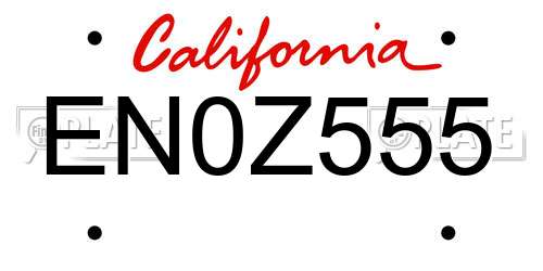EN0Z555 California License Plate