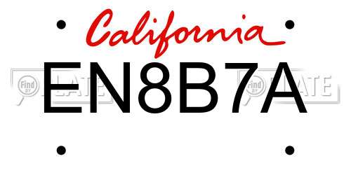 EN8B7A California License Plate