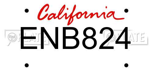 ENB824 California License Plate