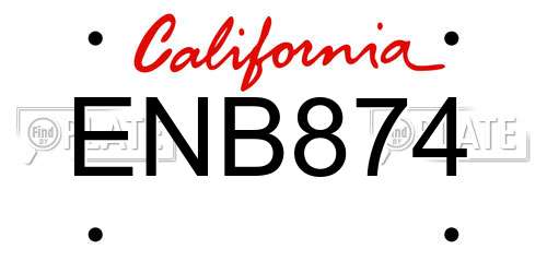 ENB874 California License Plate