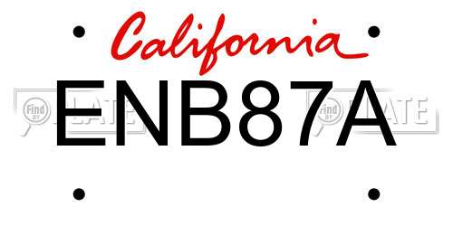ENB87A California License Plate