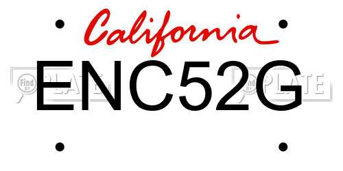 ENC52G California License Plate