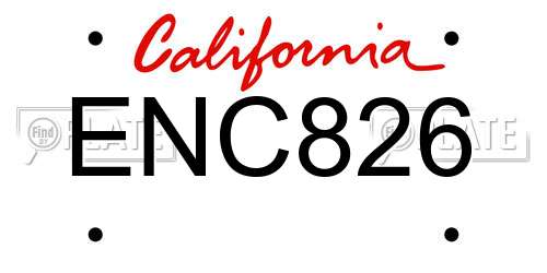 ENC826 California License Plate