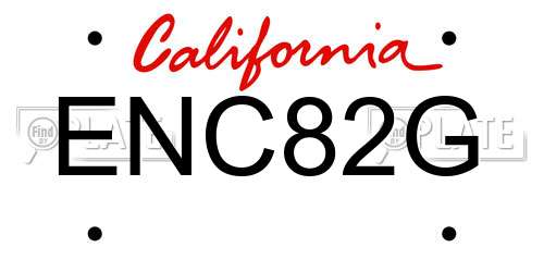 ENC82G California License Plate