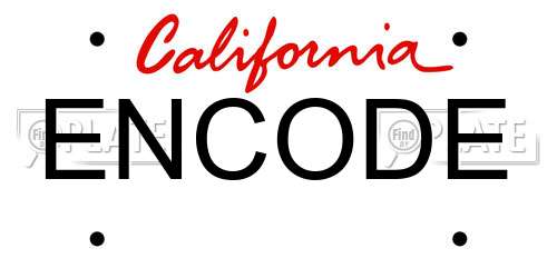 ENCODE California License Plate