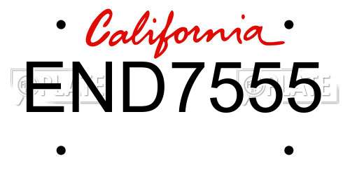 END7555 California License Plate