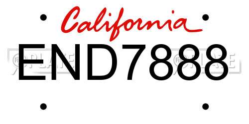 END7888 California License Plate