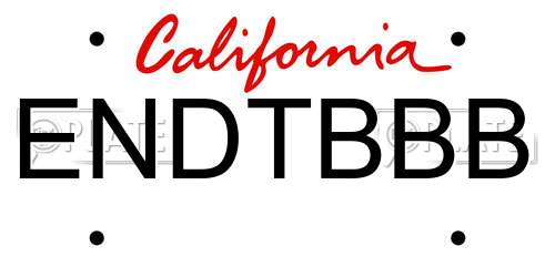ENDTBBB California License Plate