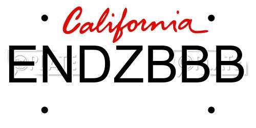 ENDZBBB California License Plate