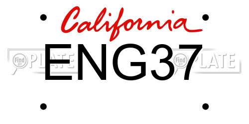 ENG37 California License Plate