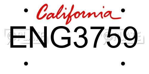 ENG3759 California License Plate