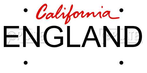 ENGLAND California License Plate